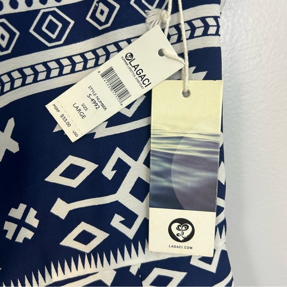 NWT Lagaci French Maverick Aztec Print Open Back Blue Strappy Romper Large - Picture 6 of 13